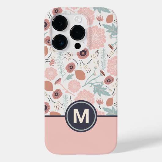 Niedlich rosa Creme Botanische Monogramm Case-Mate iPhone Hülle (Rückseite)
