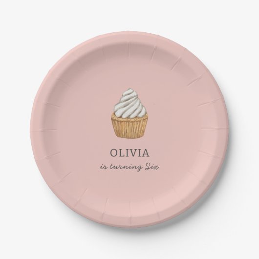 Niedlich rosa Cupcake kundenspezifisch Pappteller (Vorderseite)