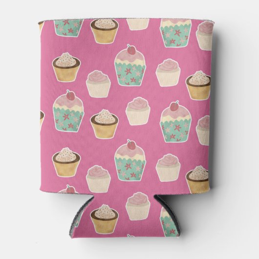 Niedlich rosa Cupcake-Muster Dosenkühler (Vorderseite)