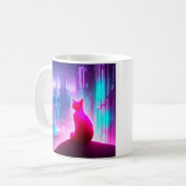 Niedlich rosa Cyber Punk City Cat Kaffeetasse (Vorderseite Links)