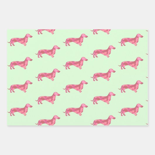 Niedlich-rosa-Dackel-Hundemuster Geschenkpapier Set (Vorderseite 3)