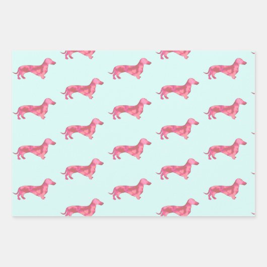 Niedlich-rosa-Dackel-Hundemuster Geschenkpapier Set (Vorderseite 2)