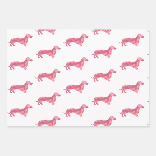 Niedlich-rosa-Dackel-Hundemuster Geschenkpapier Set (Vorderseite)