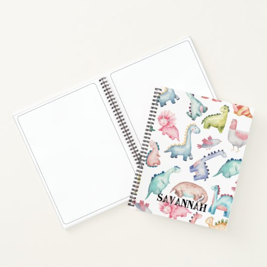 Niedlich-rosa-Dino-Monogram-Sketchbook-Notebook Notizblock (Innenseite)