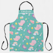 Niedlich rosa Dinosaurier Regenbogen Muster Name h Schürze (Vorderseite)