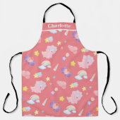 Niedlich rosa Dinosaurier Regenbogen Muster Name h Schürze (Vorderseite)