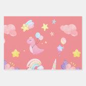 Niedlich-rosa Dinosaurier-Regenbogenballon Muster Geschenkpapier Set (Vorderseite 2)
