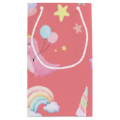 Niedlich-rosa Dinosaurier-Regenbogenballon Muster Kleine Geschenktüte (Rückseite)