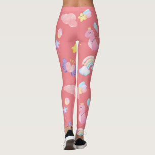 Niedlich-rosa Dinosaurier-Regenbogenballon Muster Leggings