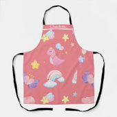 Niedlich-rosa Dinosaurier-Regenbogenballon Muster Schürze (Vorderseite)