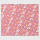Niedlich rosa Dinosaurier Regenbogenpadel Muster Geschenkpapier (Flach)