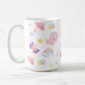 Niedlich rosa Dinosaurier Regenbogenpadel Muster Kaffeetasse (Links)