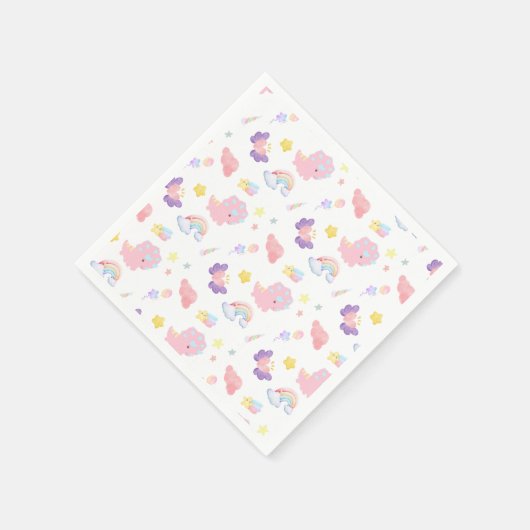 Niedlich rosa Dinosaurier Regenbogenpadel Muster Serviette (Ecke)