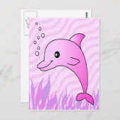 Niedlich rosa Dolphin in rosa Wasser Postkarte (Vorne/Hinten)