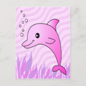 Niedlich rosa Dolphin in rosa Wasser Postkarte (Vorderseite)