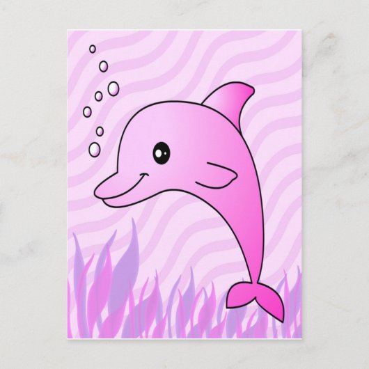 Niedlich rosa Dolphin in rosa Wasser Postkarte (Vorderseite)