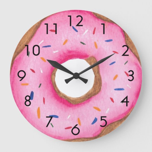 Niedlich rosa Donut große Uhr (Vorderseite)