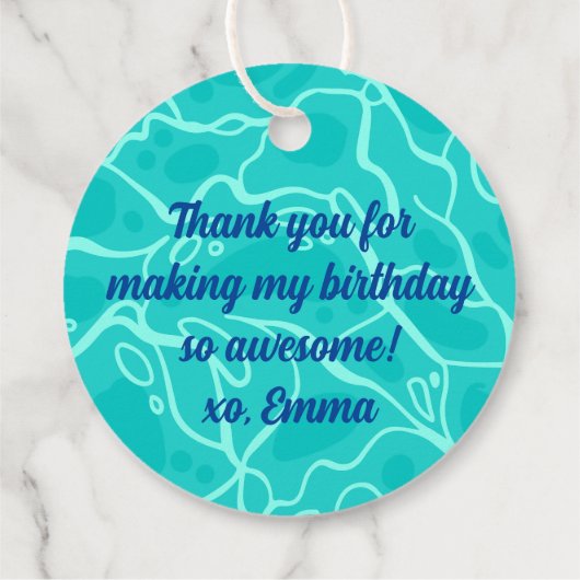 Niedlich rosa Donut Inner Tube Pool Party Geburtst Geschenkanhänger (Rückseite)