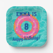 Niedlich rosa Donut Inner Tube Pool Party Geburtst Pappteller (Vorderseite)