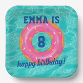 Niedlich rosa Donut Inner Tube Pool Party Geburtst Pappteller (Vorderseite)