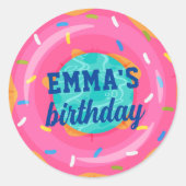 Niedlich rosa Donut Inner Tube Pool Party Geburtst Runder Aufkleber (Vorderseite)