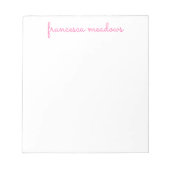 Niedlich rosa Einfache Personalisierte Schreibweis Notizblock (Vorderseite)