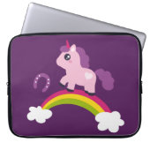 Niedlich rosa Einhorn auf einem Regenbogen Laptopschutzhülle (Vorderseite)