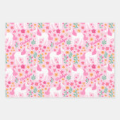 Niedlich rosa Einhorn-Blume Muster Personalisiert Geschenkpapier Set (Vorderseite)