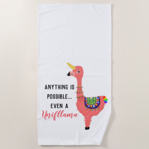 Niedlich rosa Einhorn Flamingo Llama Inspirierend Strandtuch