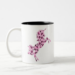 Niedlich rosa Einhorn Leopard Druckkunstmuster Ges Zweifarbige Tasse