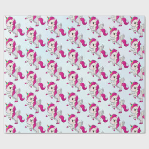 Niedlich rosa Einhorn mit Flügelmuster Geschenkpapier