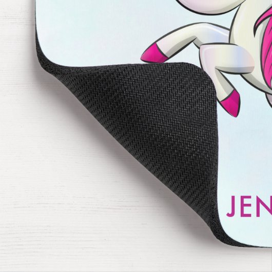 Niedlich rosa Einhorn mit Flügeln Mousepad (Ecke)