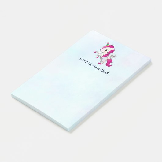 Niedlich rosa Einhorn mit Flügeln Post-it Klebezettel (angewinkelt)