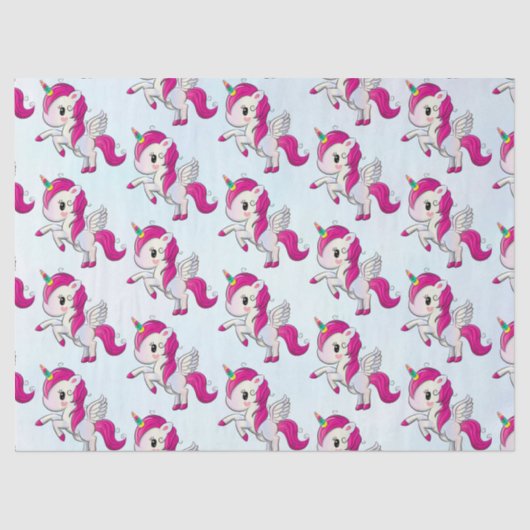 Niedlich rosa Einhorn mit Flügeln Seidenpapier (Vorderseite)