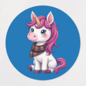 Niedlich rosa Einhorn mit schottischem Kariertem S Etiketten (Design 2)