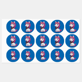 Niedlich rosa Einhorn mit schottischem Kariertem S Etiketten