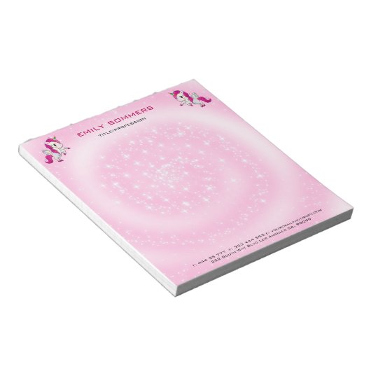 Niedlich rosa Einhorn Notizblock (angewinkelt)