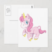 Niedlich rosa Einhorn Postkarte (Vorne/Hinten)