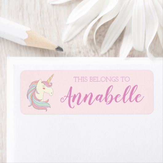 Niedlich-Rosa-Einhorn-Schulbuch-Aufkleber (Insitu)