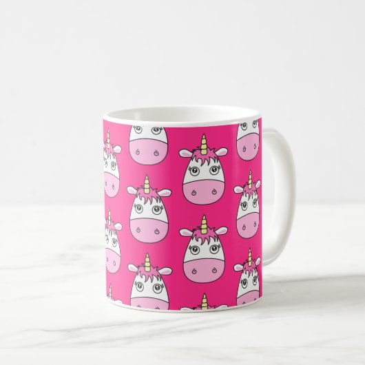 Niedlich-Rosa-Einhorn-Tasse Kaffeetasse (VorderseiteRechts)