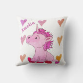 Niedlich rosa Einhorn und Herzmädchen Kissen (Rückseite)