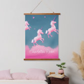 Niedlich rosa Einhornträume Wandteppich Mit Holzrahmen (Schlafzimmer)