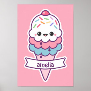 Niedlich rosa Eiscreme Poster