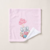 Niedlich-rosa-Elefant Badhandtuch Set (Waschlappen)