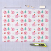 Niedlich rosa Elefant Moderne Weihnachtsfeiertage Seidenpapier (Handwerk)