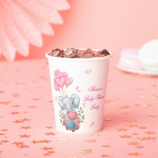 Niedlich-rosa-Elefant Pappbecher (Insitu)