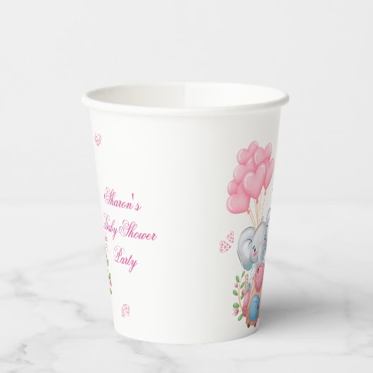 Niedlich-rosa-Elefant Pappbecher (Links)