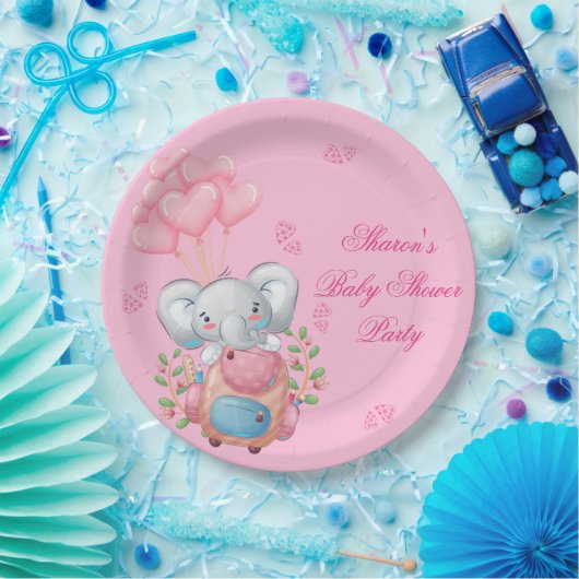 Niedlich-rosa-Elefant Pappteller (Party)