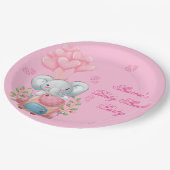 Niedlich-rosa-Elefant Pappteller (Schrägansicht)