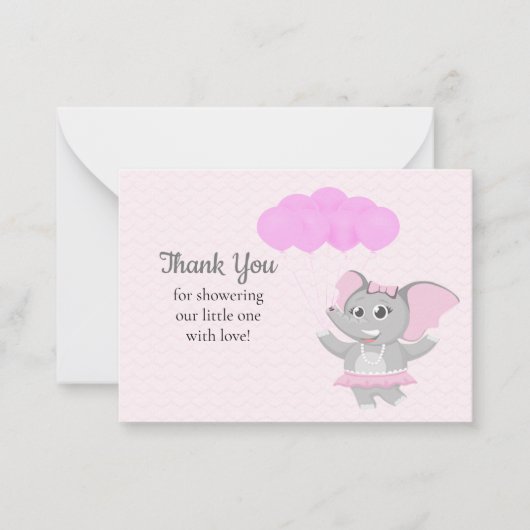Niedlich rosa Elefantenkarte Mitteilungskarte (Vorderseite)